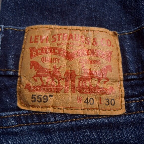 Levis 559 Mens Relaxed Straight Fit Jeans 40 Medium Wash Distressed - Picture 8 of 9